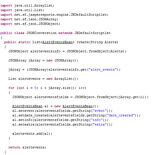 Create a Jaspersoft Report Using Tables Column Which Have JSON Data