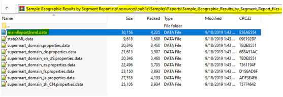 Main Report XML file