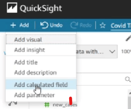 Creating parameters and using calculated fields with parameters in AWS Quicksight