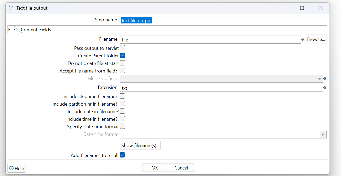 Pentaho Output File Modification