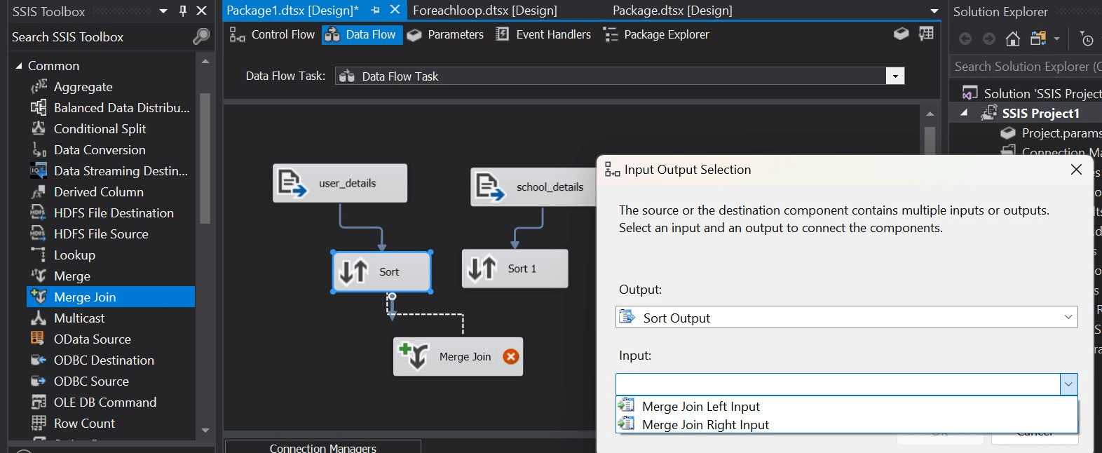 Merge Join Transformation in SSIS packages